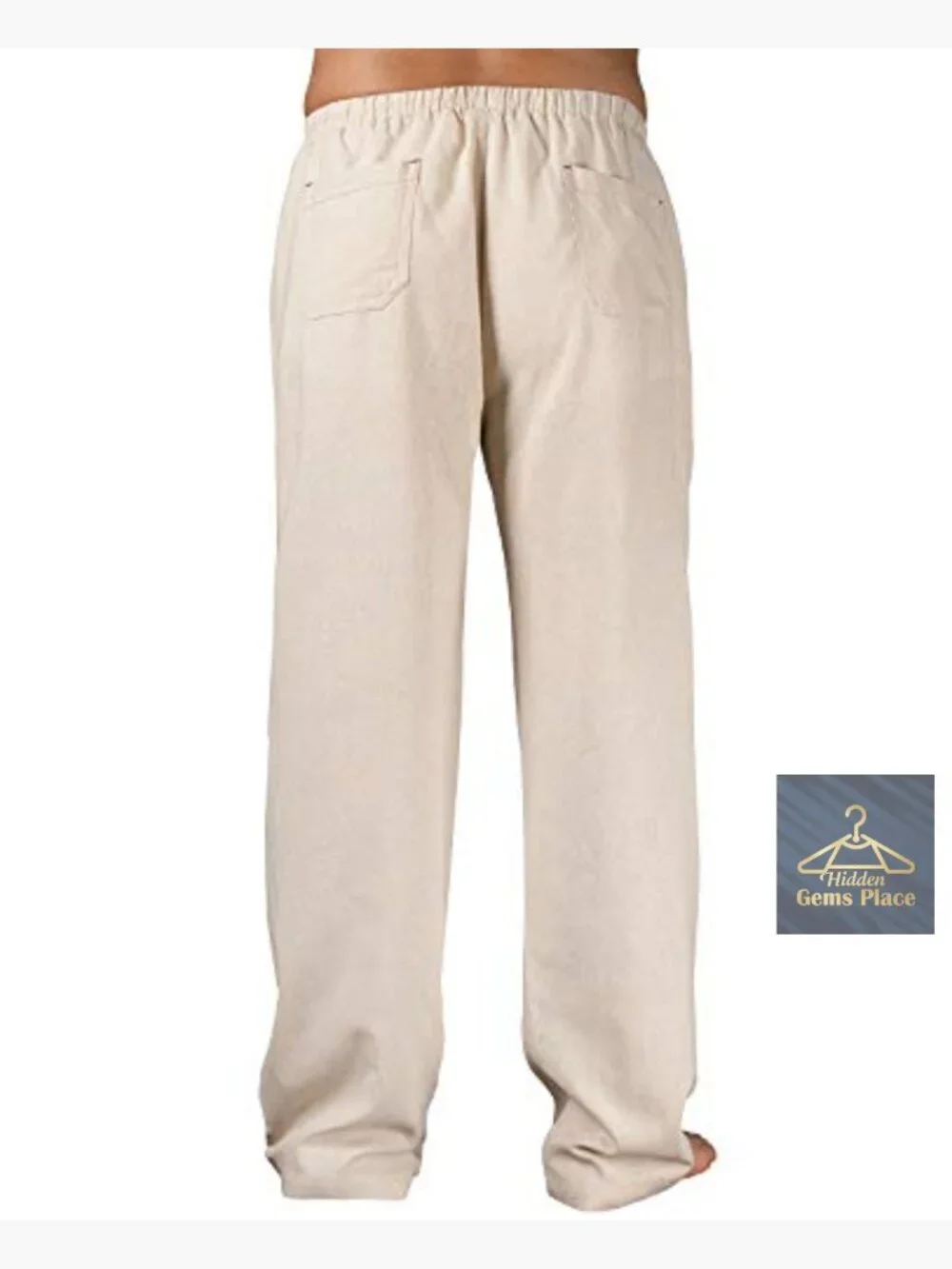 Mens Casual Elastic Waist Drawstring Pants Cotton Linen Baggy Lounge Beach